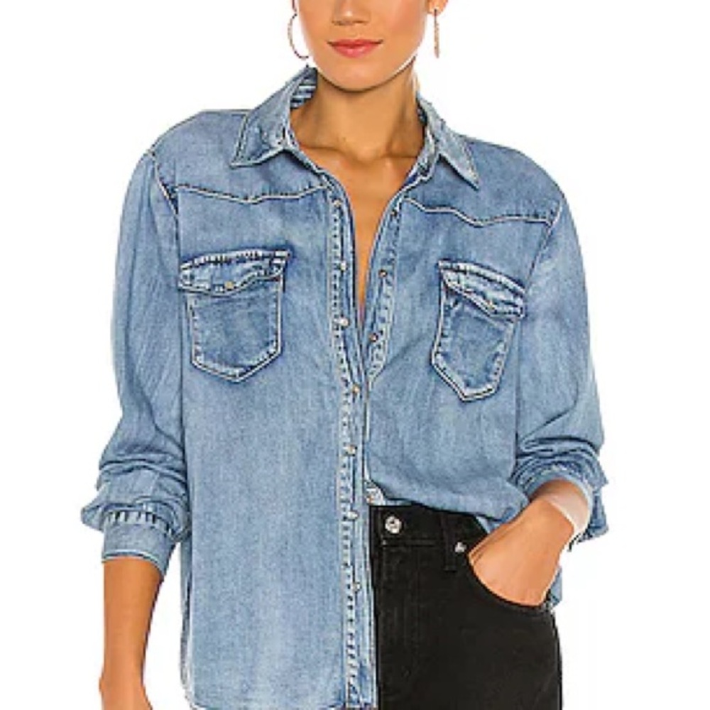 Oversized Denim Button-Up Shirt One Teaspoon | Size S | Effortless Layer